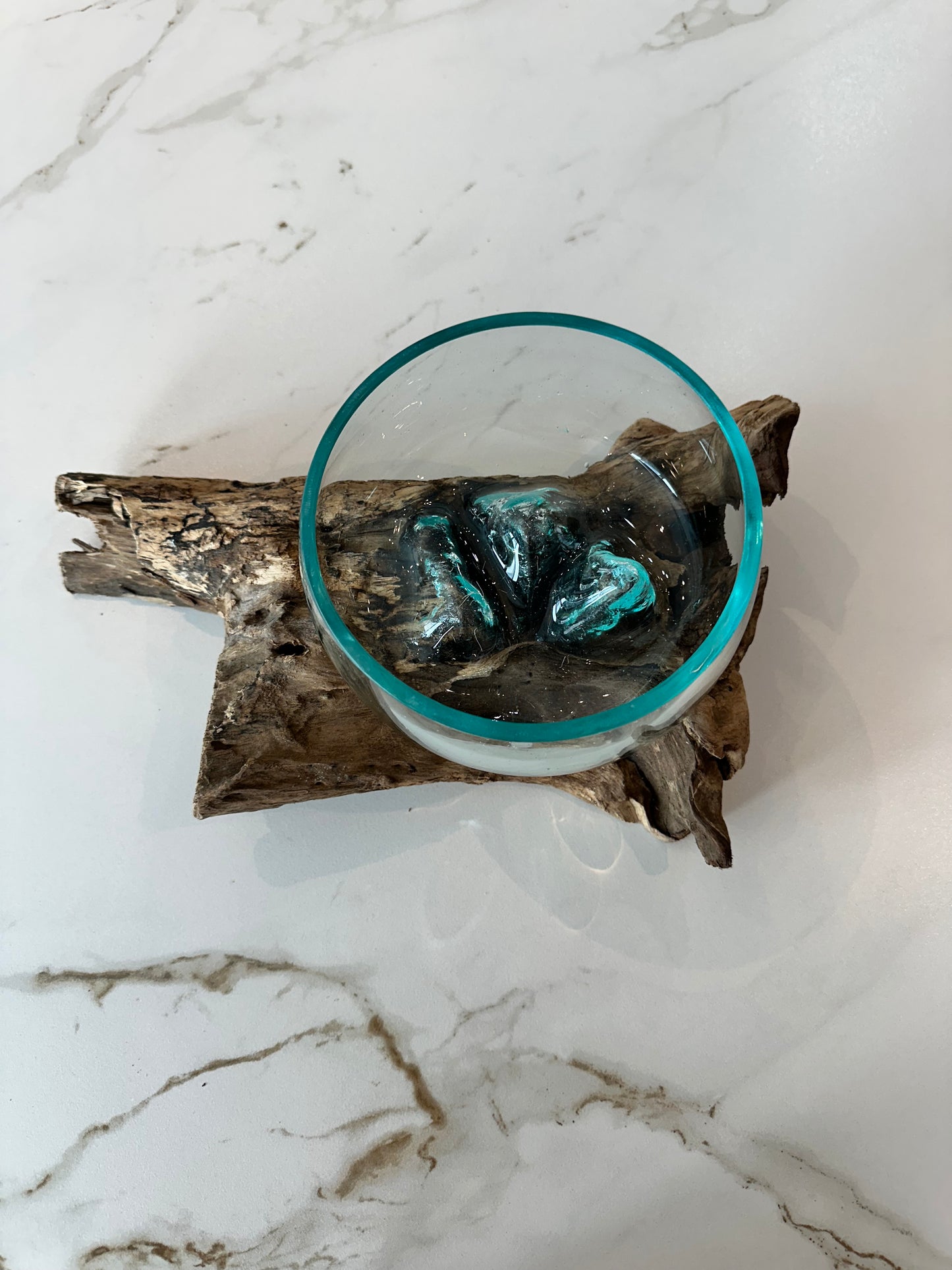 Dekoglas auf Kaffeestrauchwurzel Größe S
