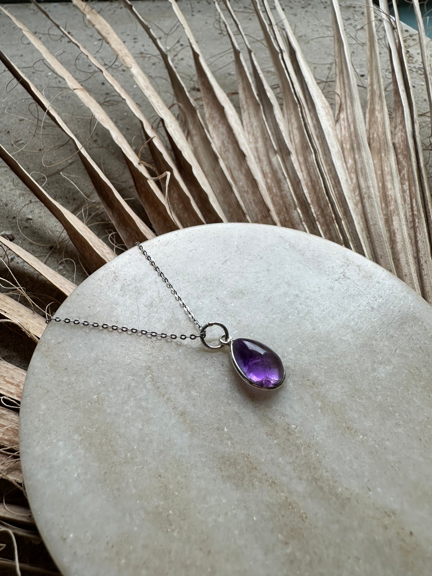 Amethyst Tropfenanhänger – 925er Silber