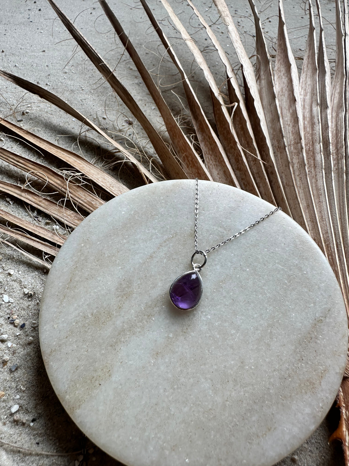 Amethyst Tropfenanhänger – 925er Silber