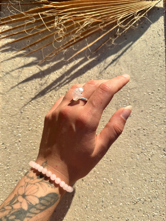 Rosenquarz Spitzen Ring