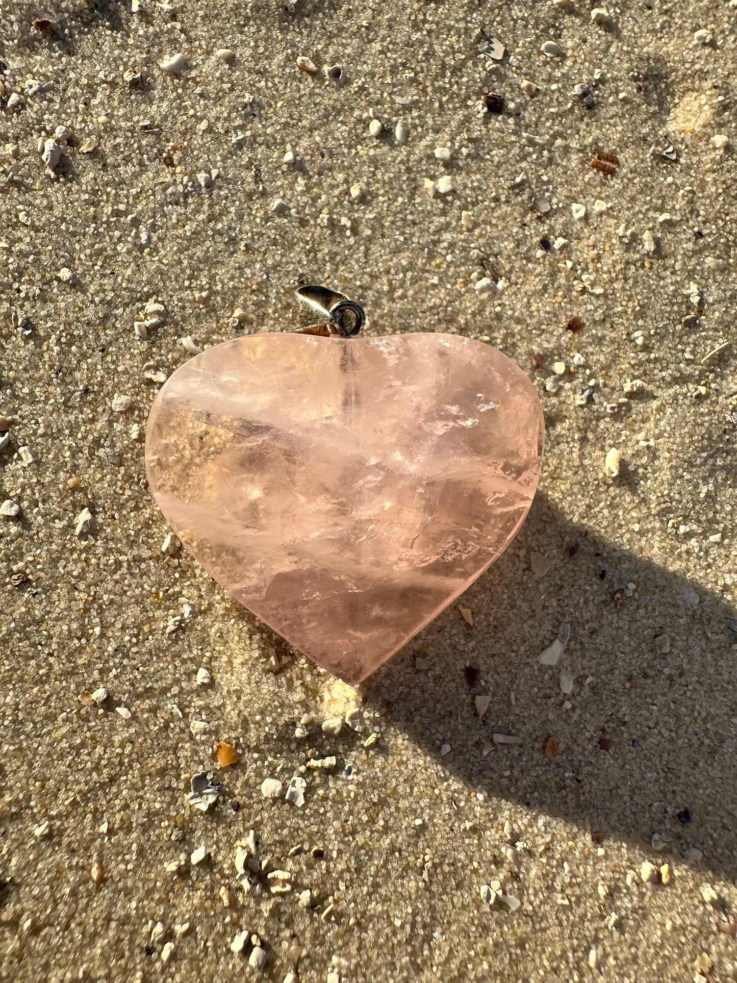 Rosenquarz Herz-Anhänger mit 925er Silber