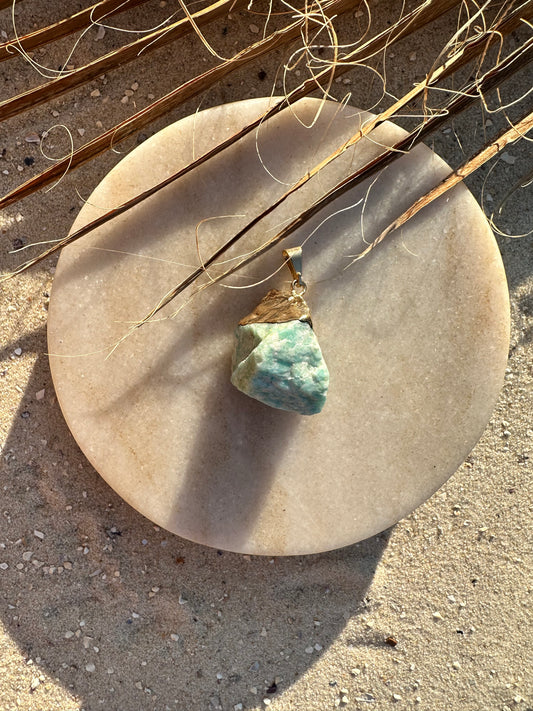 Amazonit Rohstein Anhänger – Silber galvanisiert