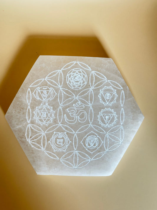 Selenit Untersetzer – Chakren