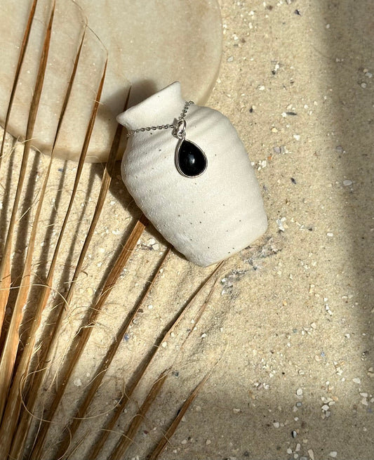 Obsidian Tropfenanhänger – 925er Silber