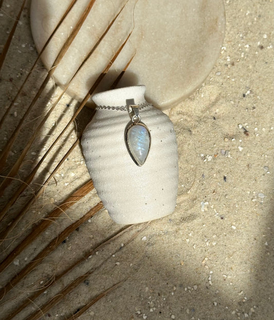 Weißer Labradorit Anhänger – 925er Silber