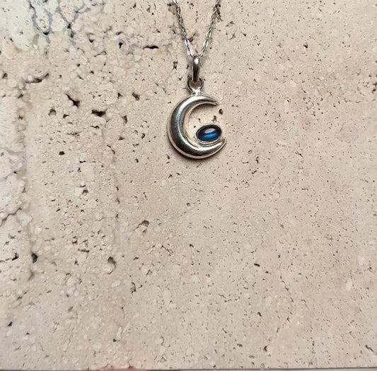 Mond + Labradorit Silberanhänger